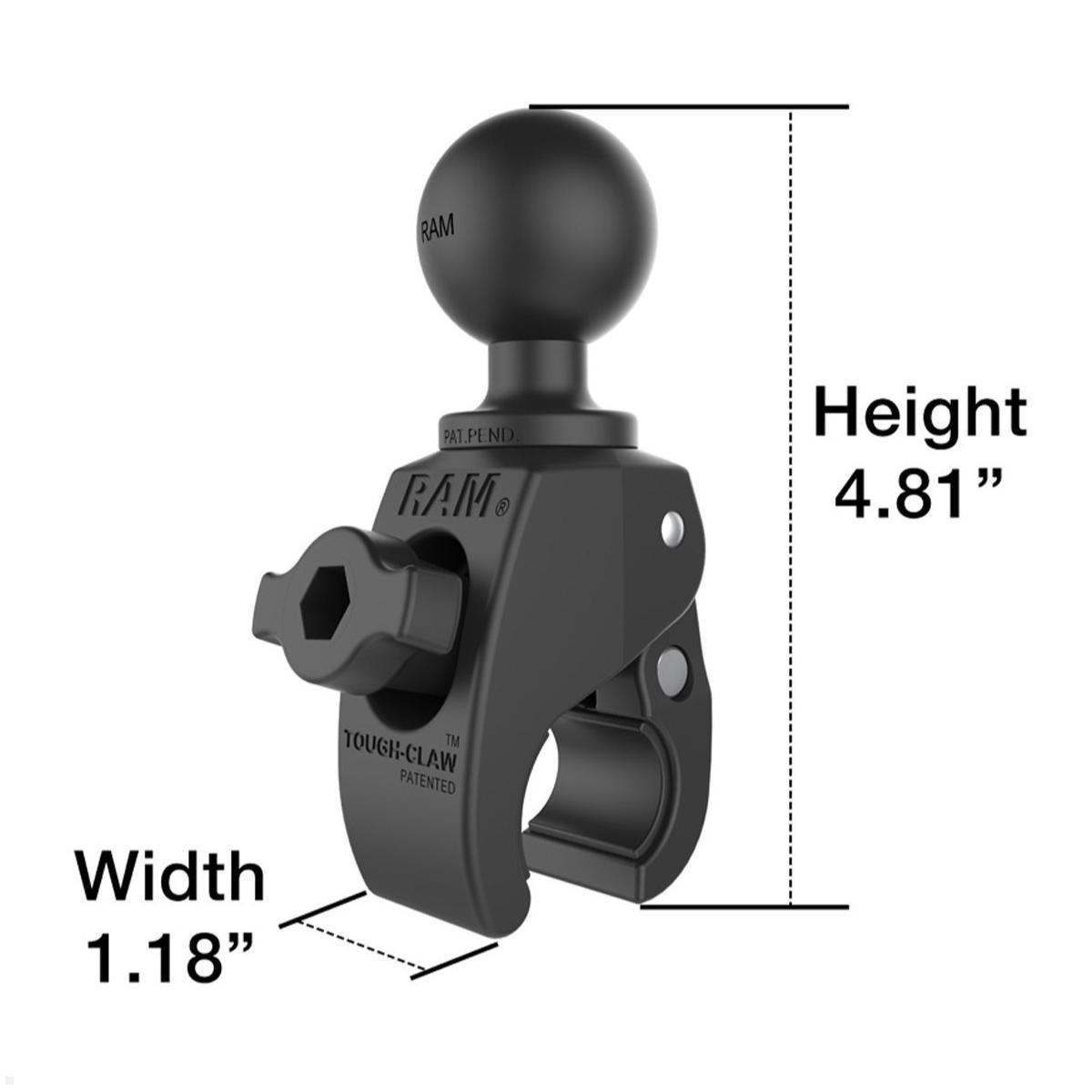 RAM Mounts Tough-Claw Halteklammer klein mit Feststellschraube C-Kugel Durchmesser 15,9-29,0 mm (RAP-400U), Halteklammer mit Feststellschraube