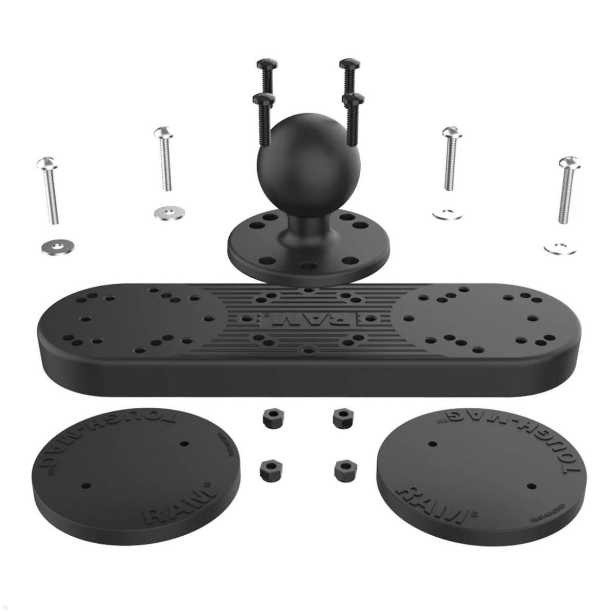 RAM Mounts Tough-Mag Doppelbasis C-Kugel 1,5 Zoll magnetisch (RAM-202-333-MAG88U), Tough-Mag Magneteinheit Gummibeschichtung