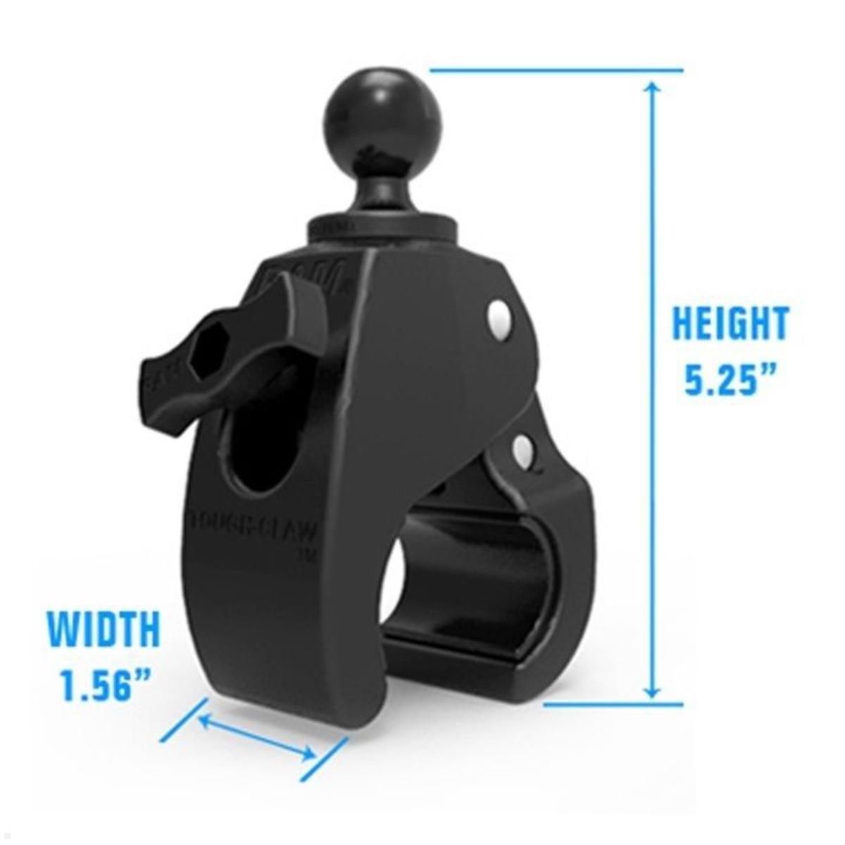 RAM Mounts Tough-Claw Halteklammer mittel mit Feststellschraube  B-Kugel Durchmesser 25,4-40,6 mm (RAP-B-404U), Gummibelag innen
