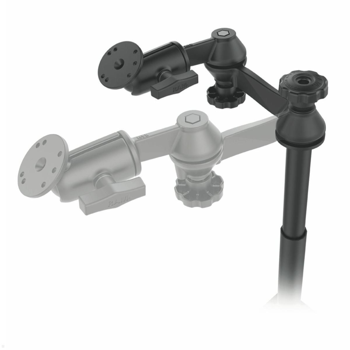 RAM Mounts Universal Fahrzeug-Halterung, Doppel-Schwenkarm, AMPS, Sitzschiene C-Kugel