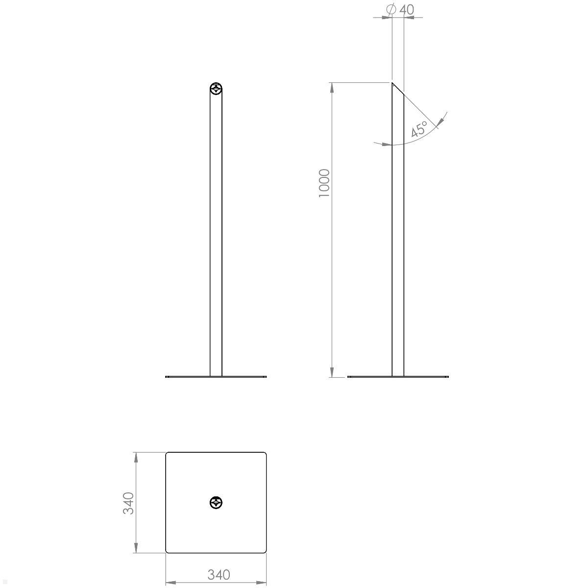 TabLines TBS003 Tablet Bodenständer mit Tablet Schutzgehäuse, Maße