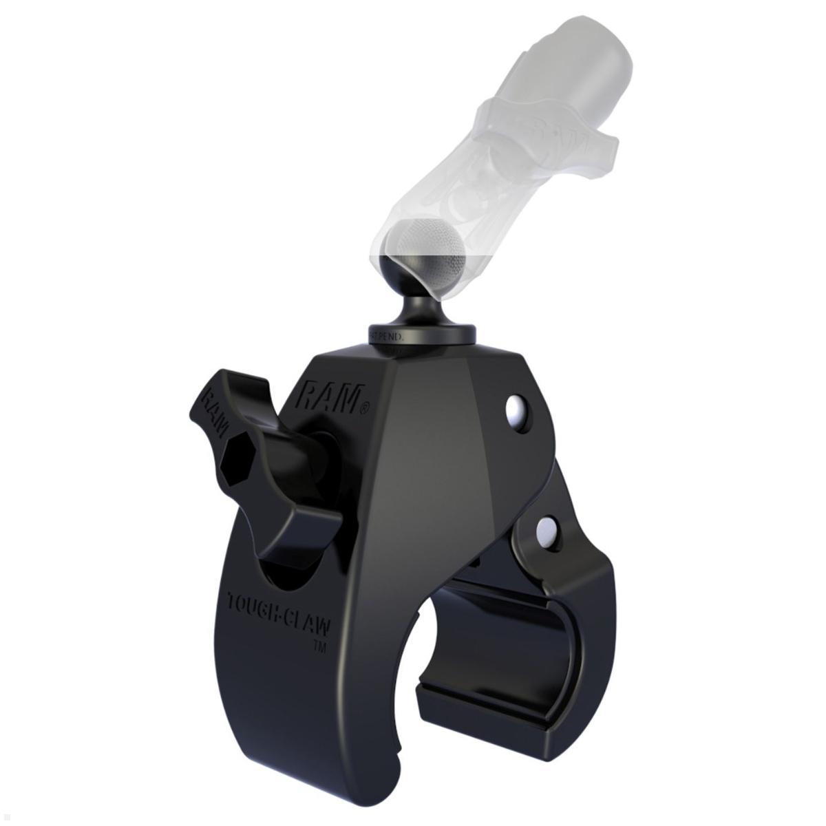 RAM Mounts Tough-Claw Halteklammer groß mit Feststellschraube B-Kugel Durchmesser 25,4-55,9 mm (RAP-B-401U), Befestigung an Stangen und Rohren