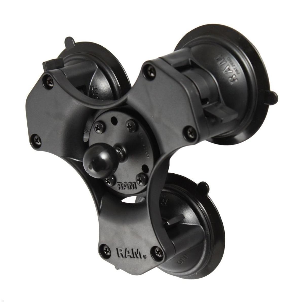 RAM Mounts Triple-Saugfuss mit runder Basisplatte B-Kugel (RAP-B-365-224-1U), Twist-Lock Saugnapf Halterung