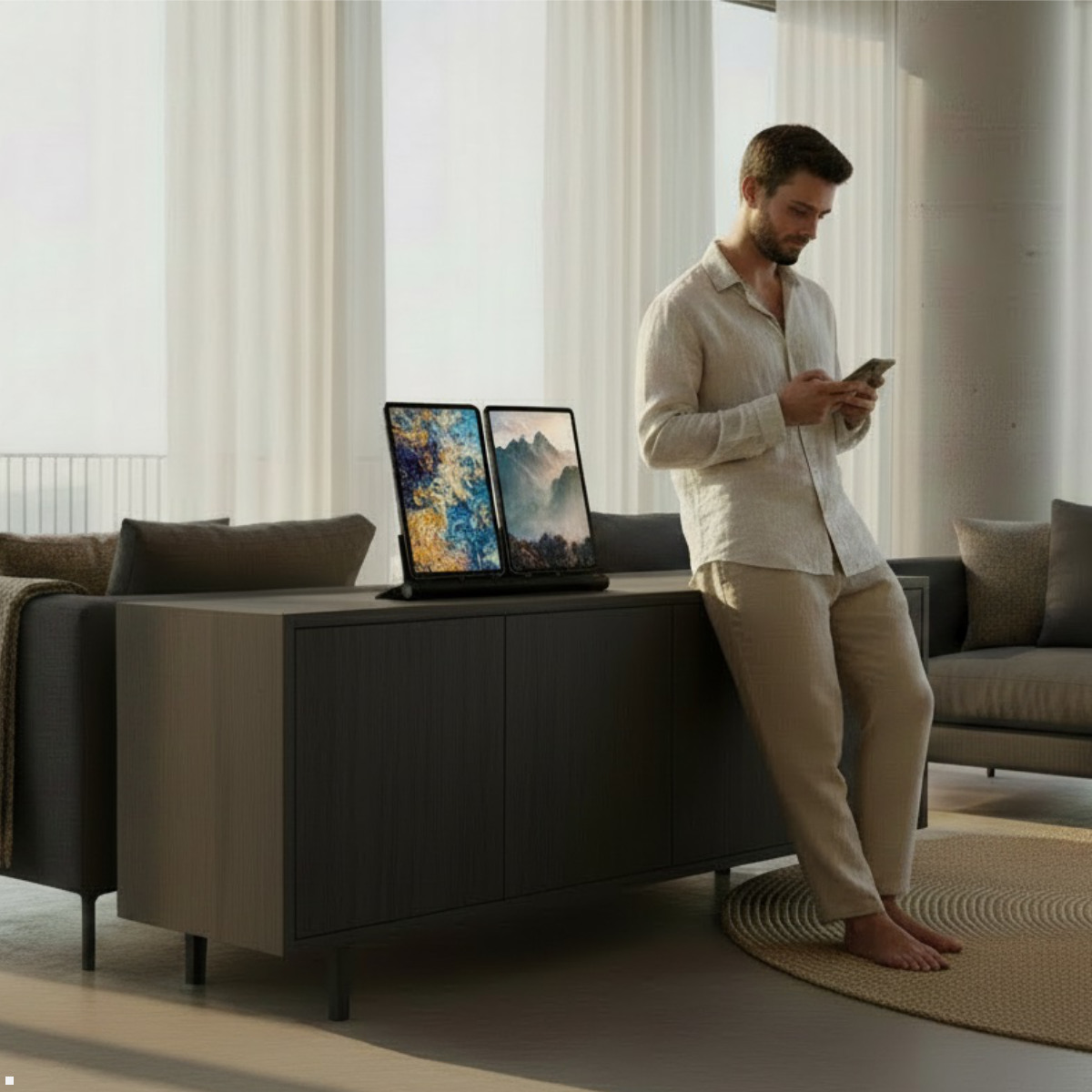 udoq 400 Ladestation für 2 Tablets – USB Tablet Ladegerät Docking Station, schwarz