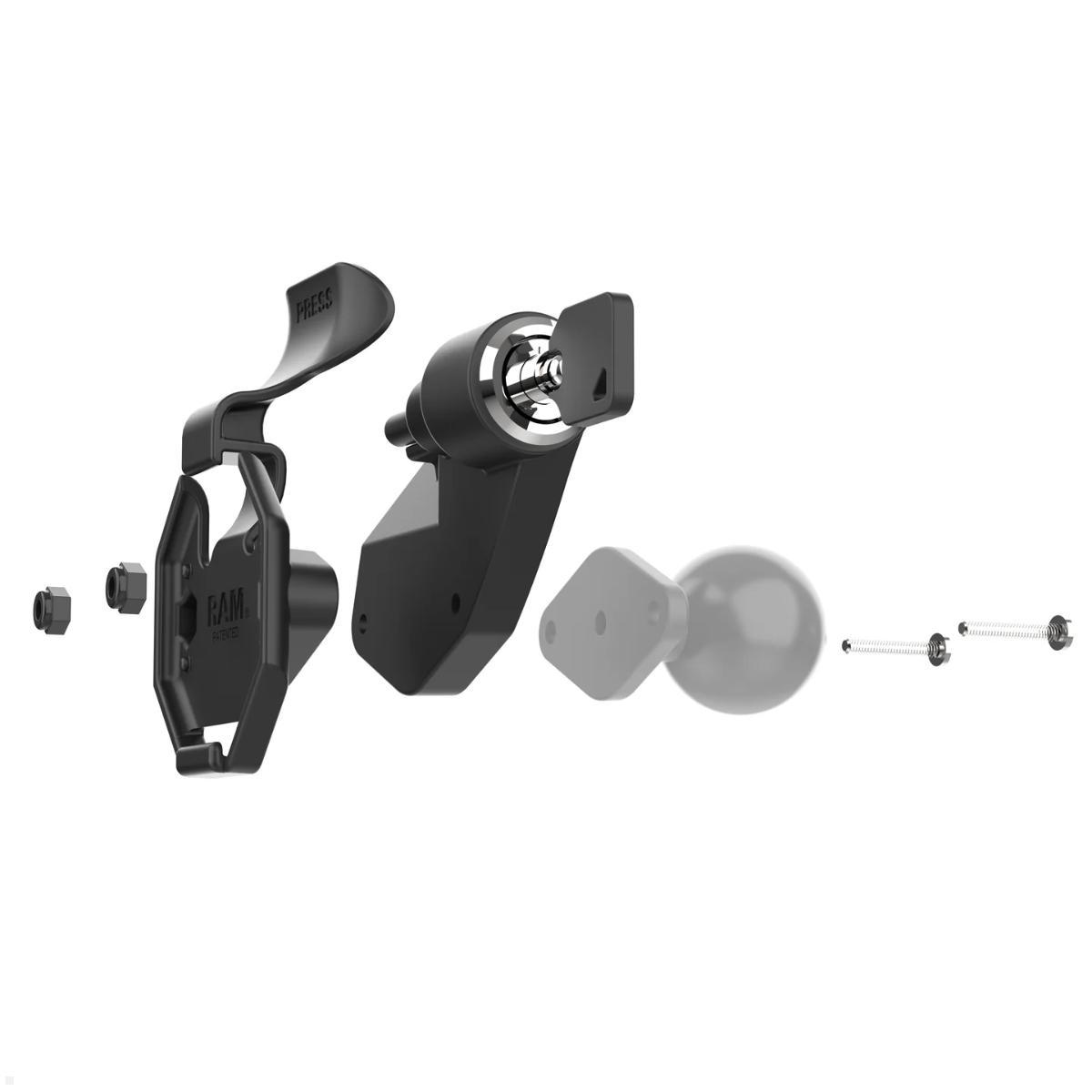 RAM Mounts Uni-Conn Halterung abschließbar Rechts (RAM-HOL-U1LRU), Snap-In Mechanismus