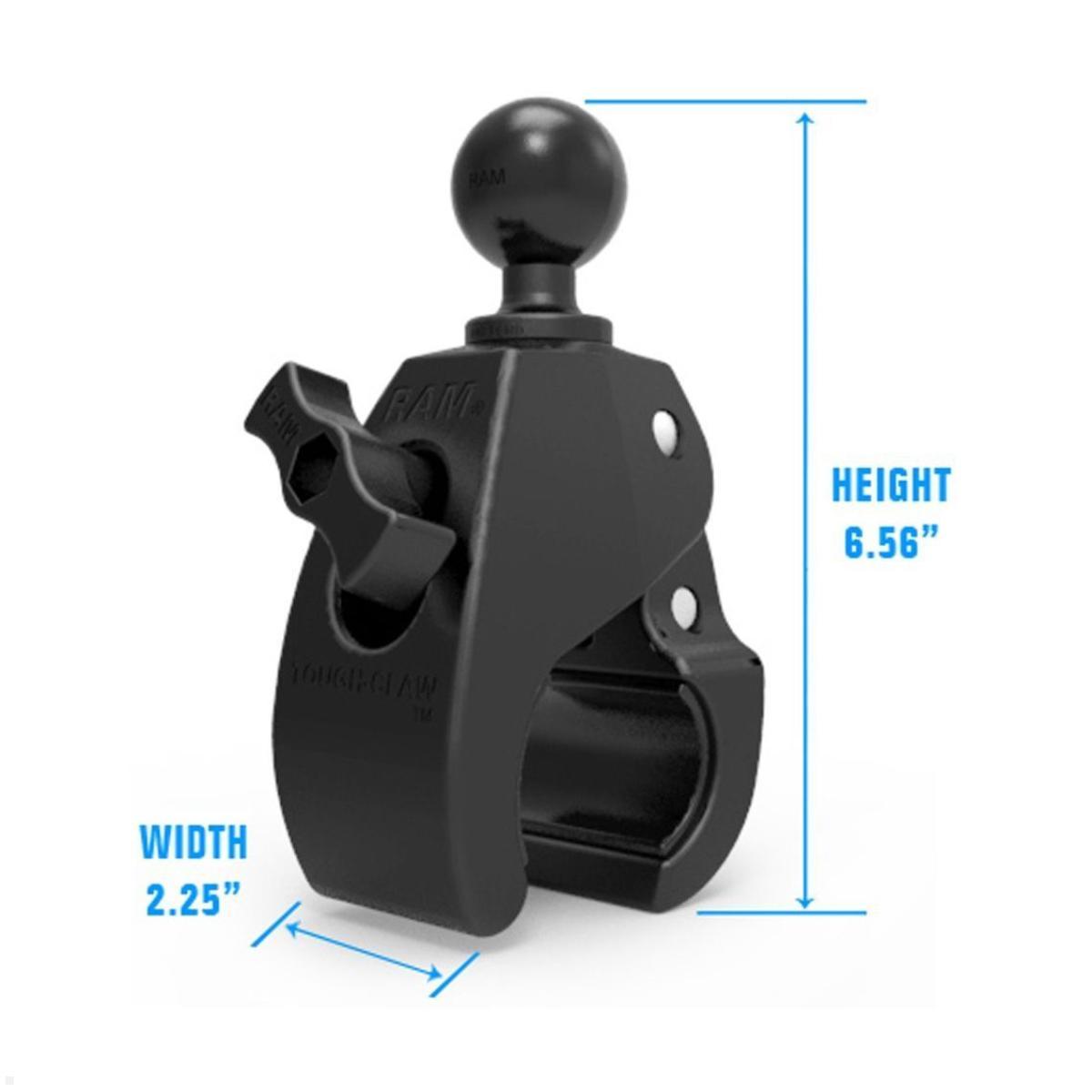 RAM Mounts Tough-Claw Halteklammer groß mit Feststellschraube C-Kugel Durchmesser 25,4-55,9 mm (RAP-401U), Halteklammer mit Feststellschraube