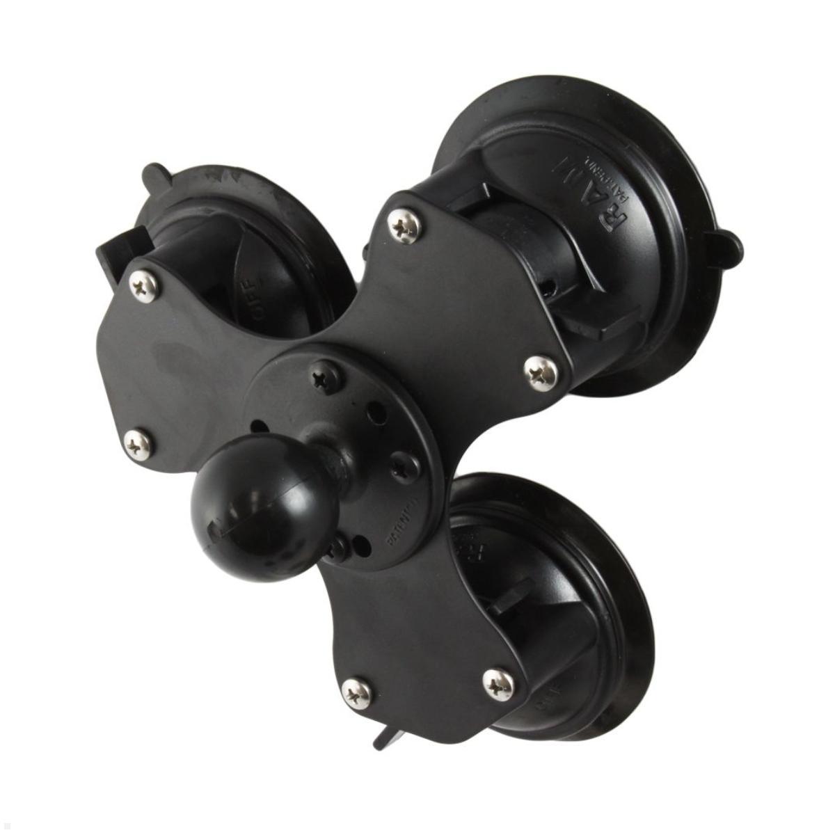 RAM Mounts Saugfuss-Set mit C-Kugel und runder Basisplatte (RAM-224-3U), RAM Mounts Dreifach-Saugnapf Halterung