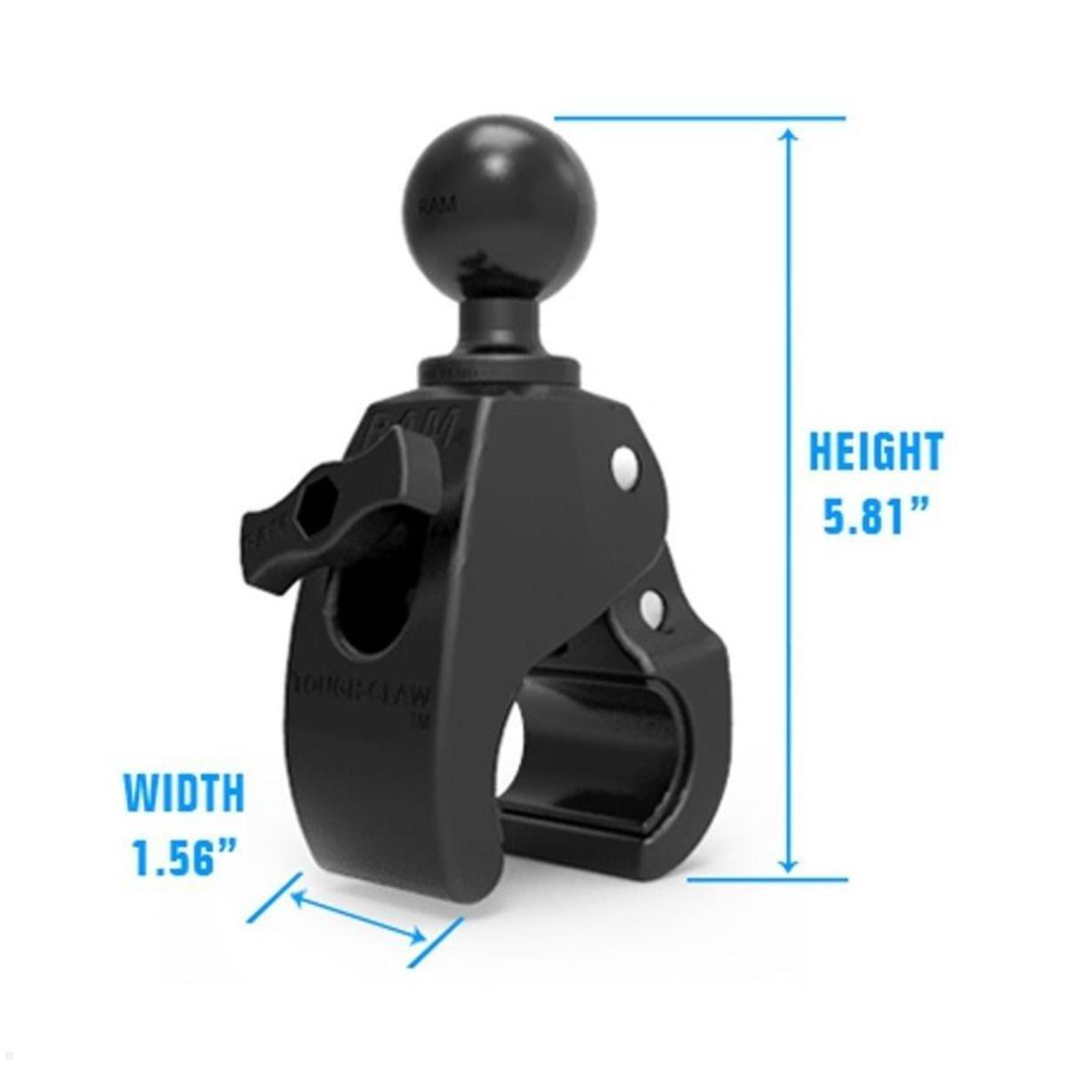 RAM Mounts Tough-Claw Halteklammer mittel mit Feststellschraube C-Kugel Durchmesser 25,4-40,6 mm (RAP-404U), Halteklammer mit Feststellschraube