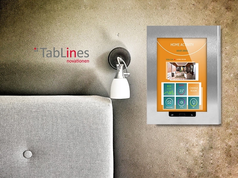 TabLines TSG023E Tablet Schutzgehäuse für Samsung Tab S2 8.0 HB, Edelstahl Anwendung als SmartHome Zentrale