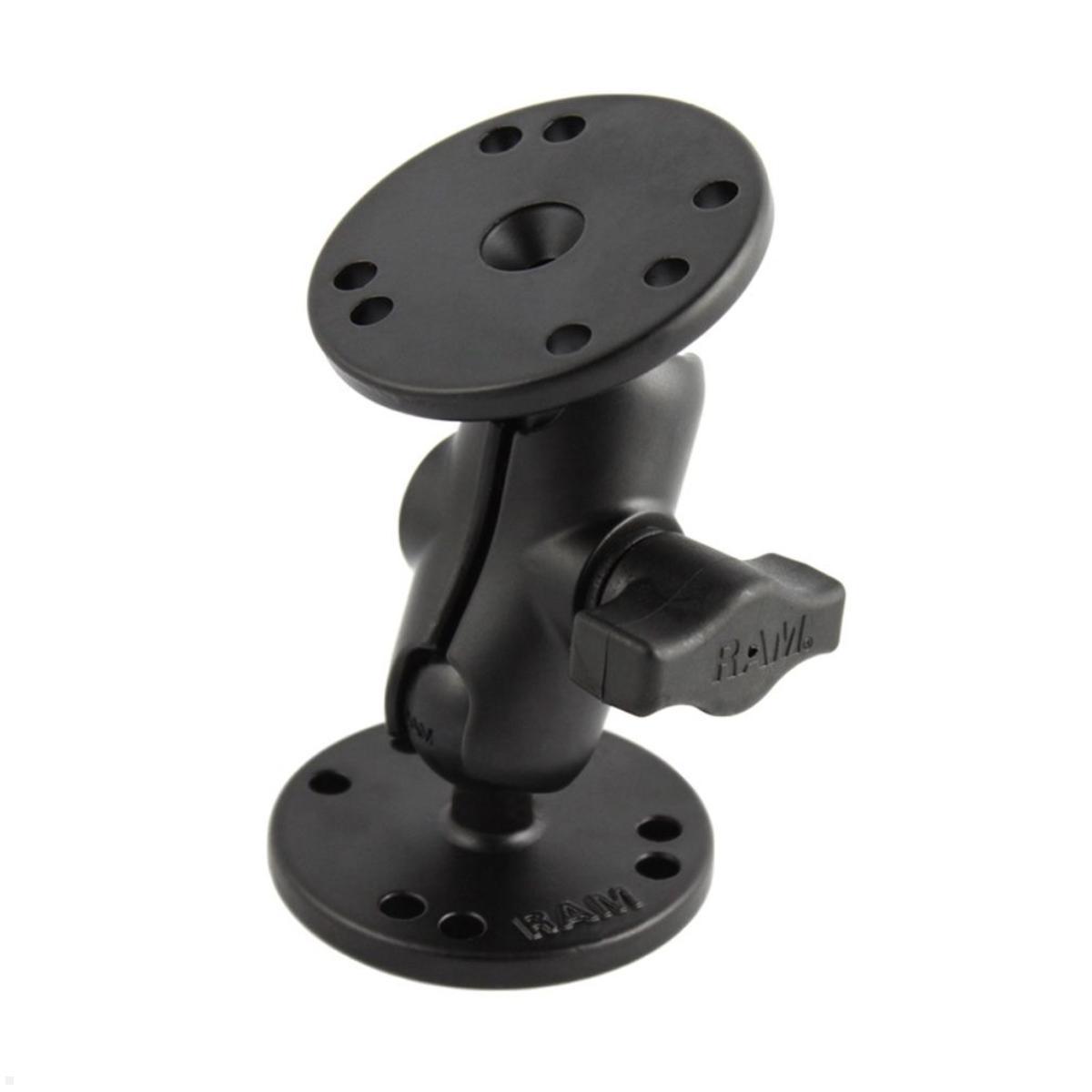 RAM Mounts Aufbau-Set - 2x runde Basisplatte, kurzer Verbindungsarm B-Kugel (RAM-B-101U-A), AMPS-Montage-Set
