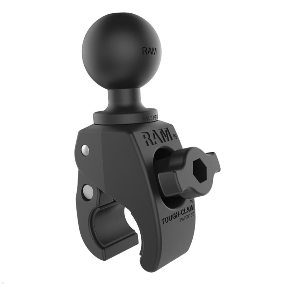 RAM Mounts Tough-Claw Halteklammer klein mit Feststellschraube C-Kugel Durchmesser 15,9-29,0 mm (RAP-400U), Klemmbereich Rohrdurchmesser Abmessungen