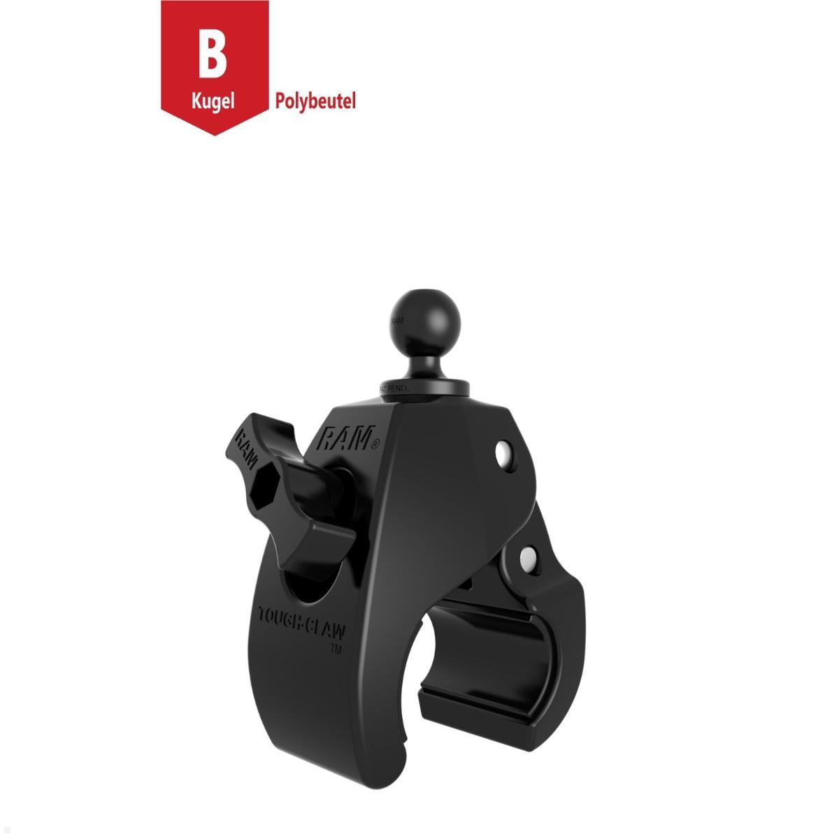 RAM Mounts Tough-Claw Halteklammer groß mit Feststellschraube B-Kugel Durchmesser 25,4-55,9 mm (RAP-B-401U), Verbundstoff Halteklammer schwarz