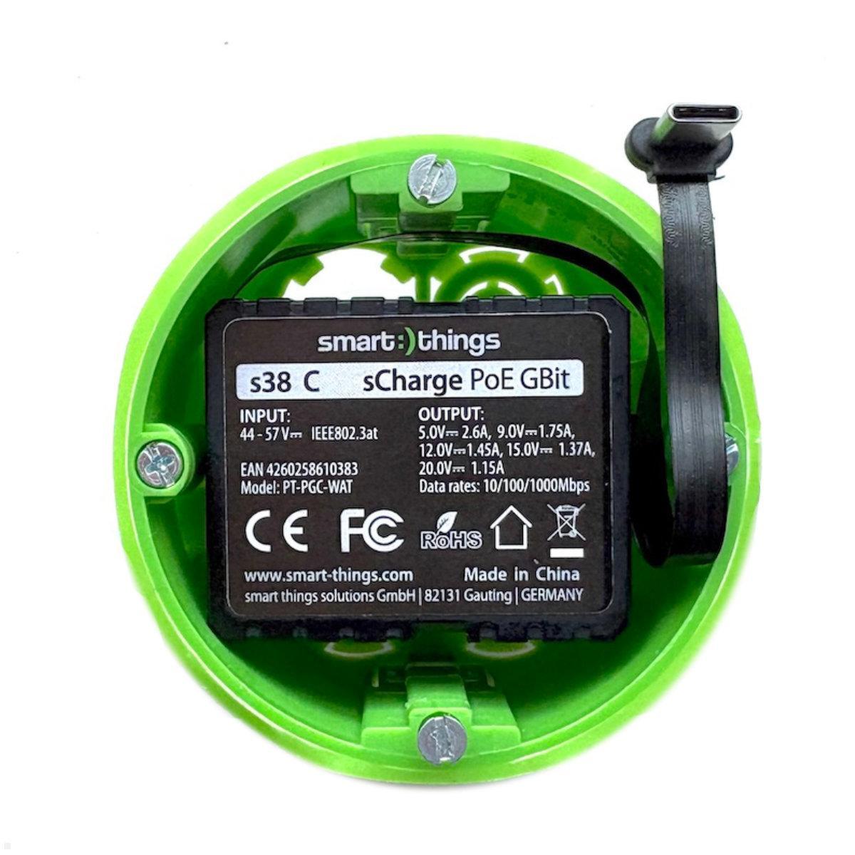 smart things sCharge PoE Gbit USB-C Netzteil mit Gigabit LAN (s38 C), Power over Ethernet Modul