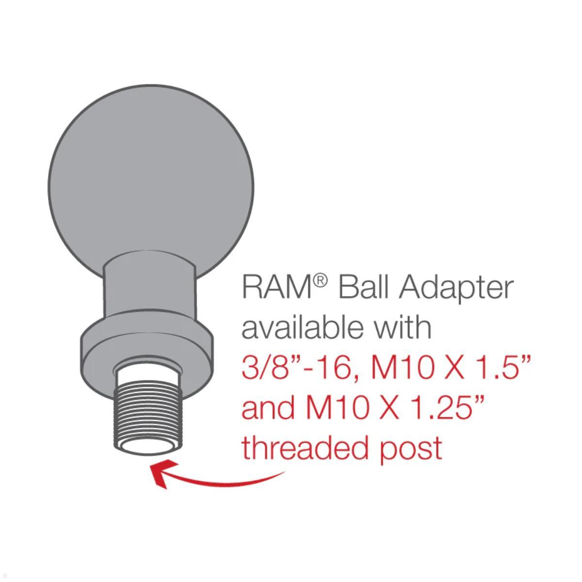 RAM Mounts Basis-Kugel mit M10-1,25mm Gewindestift B-Kugel (RAM-B-349U), Montagezubehör RAM Mount