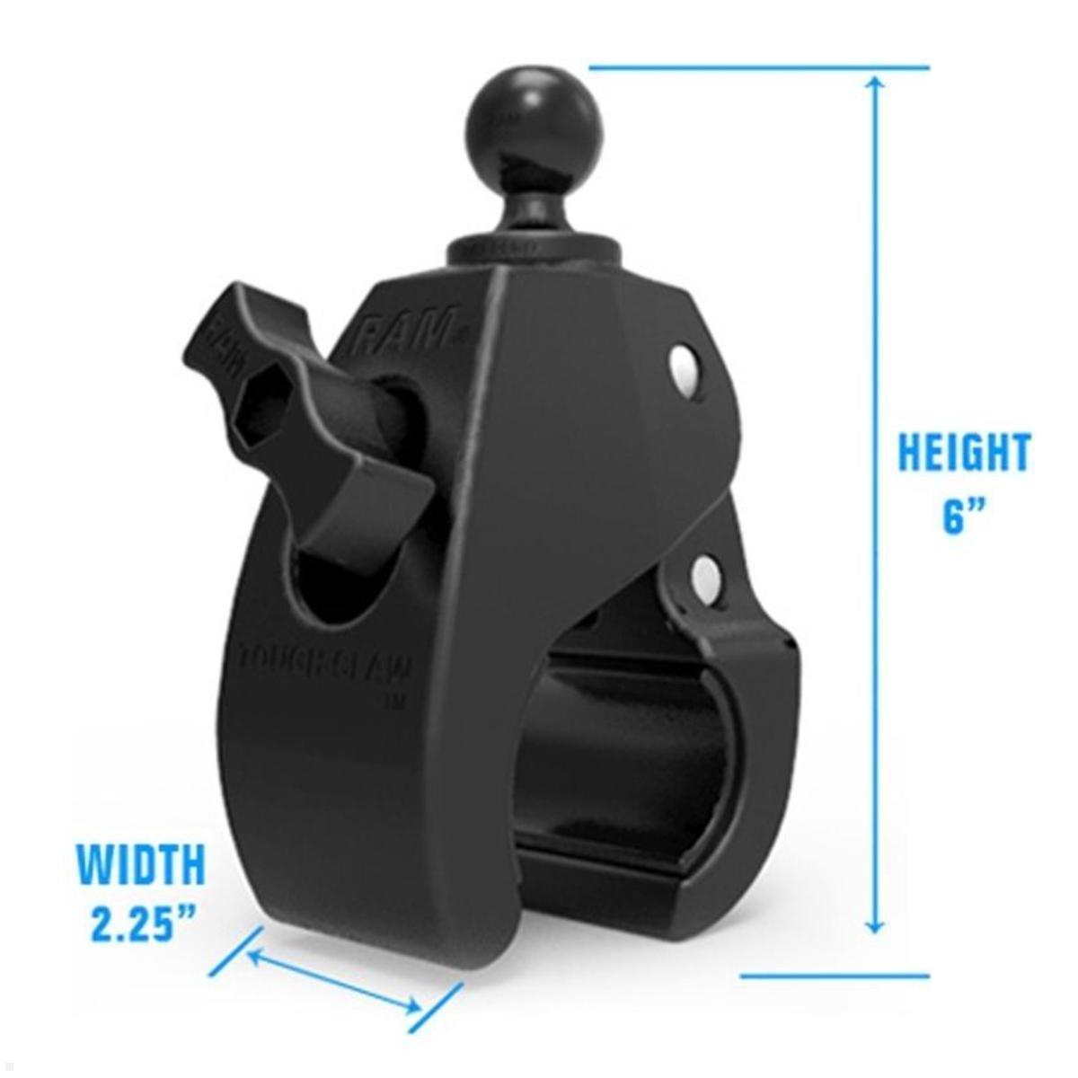RAM Mounts Tough-Claw Halteklammer groß mit Feststellschraube B-Kugel Durchmesser 25,4-55,9 mm (RAP-B-401U), Gummibelag Klemmbacken Detail