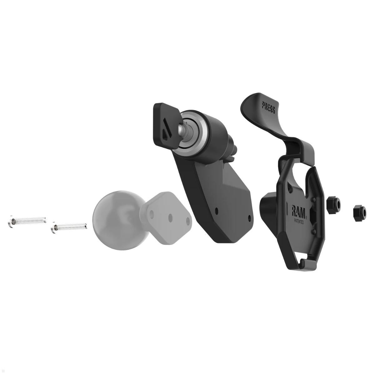 RAM Mounts Uni-Conn Halterung abschließbar Links (RAM-HOL-U1LLU), Schlüsselverriegelung