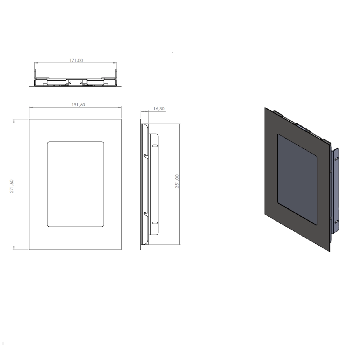 TabLines TWE125 Tablet Wandeinbau für Apple iPad Mini 7 (A17) Pro, 2024