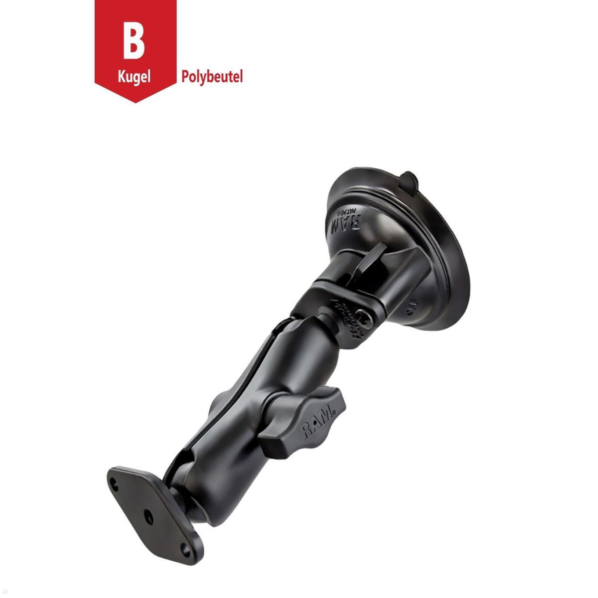 RAM Mounts Saugfuss-Set - mittlerer Verbindungsarm, 2x Diamond-Basisplatte B-Kugel (RAM-B-166U), Twist-Verschluss Saugfuss