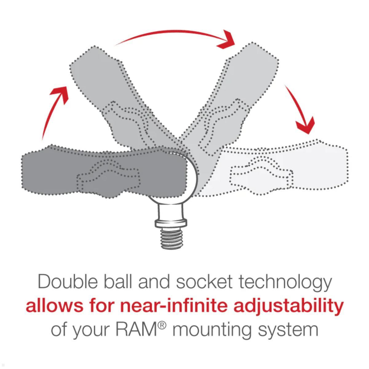 RAM Mounts Basis-Kugel mit M10-1,25mm Gewindestift B-Kugel (RAM-B-349U), Kugel-Arm-System Anbindung