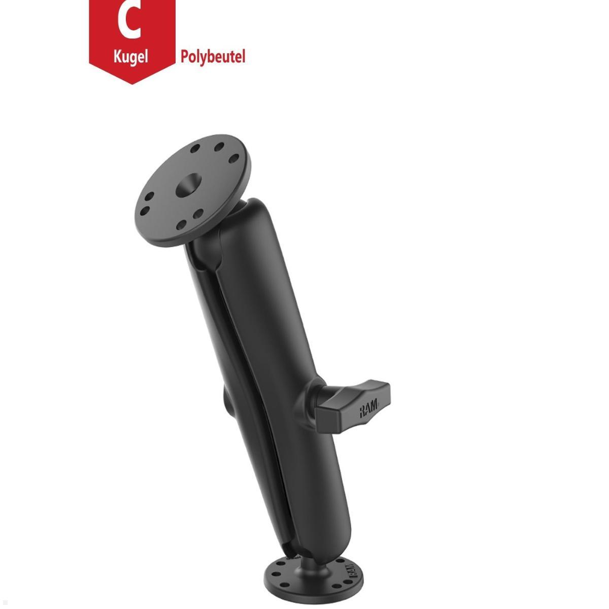 RAM Mounts Aufbau-Set - 2x runde Basisplatte, langer Verbindungsarm, C-Kugel (RAM-101U-D), RAM Mounts Kugel-Arm-Set AMPS Basisplatte