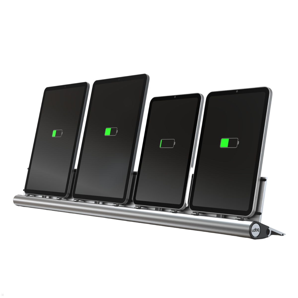 udoq 700 Ladestation für 4 Tablets – USB Tablet Ladegerät Docking Station, silber