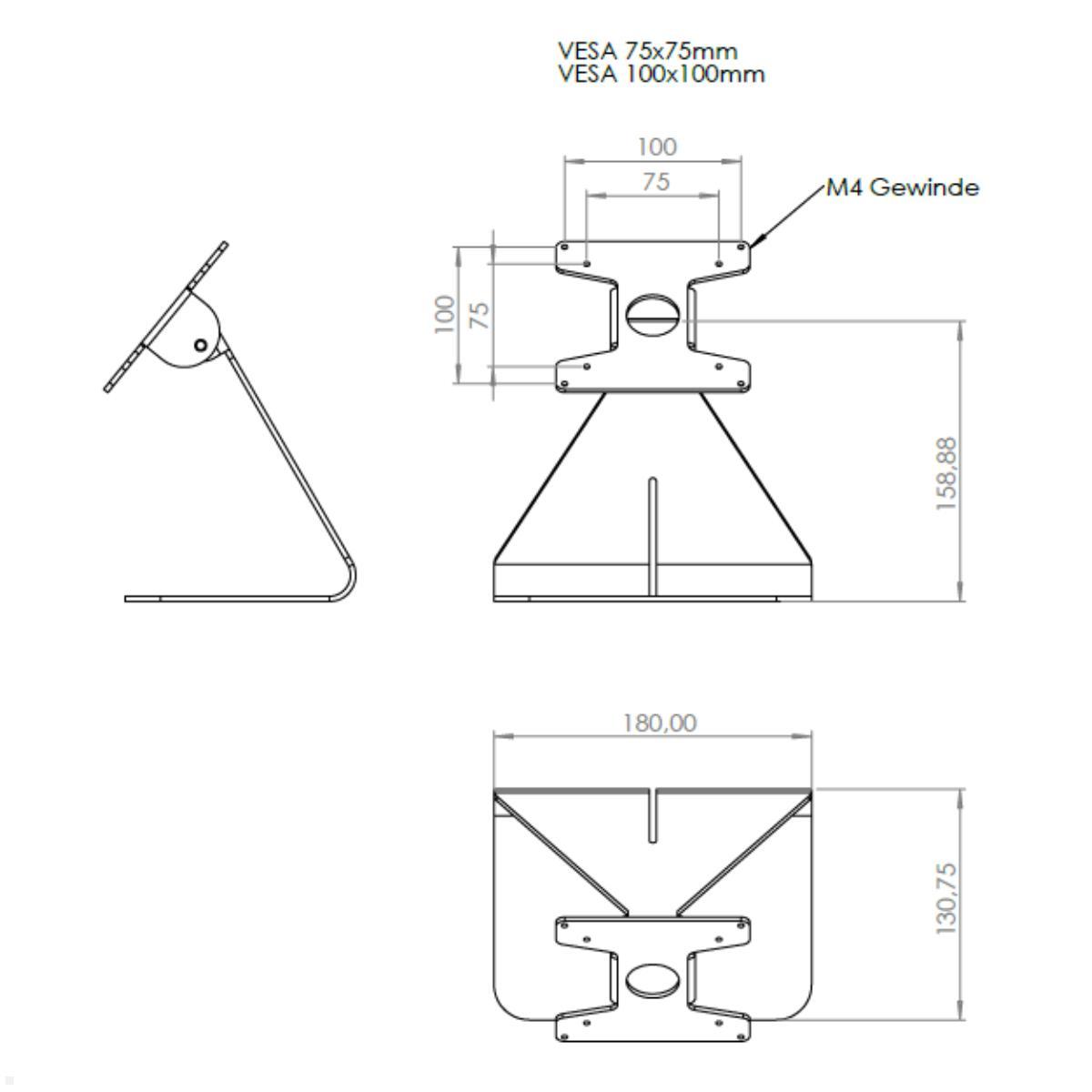 TabLines TTS011B Tablet Tischständer neigbar - schwarz, Tablet Ständer schwarz