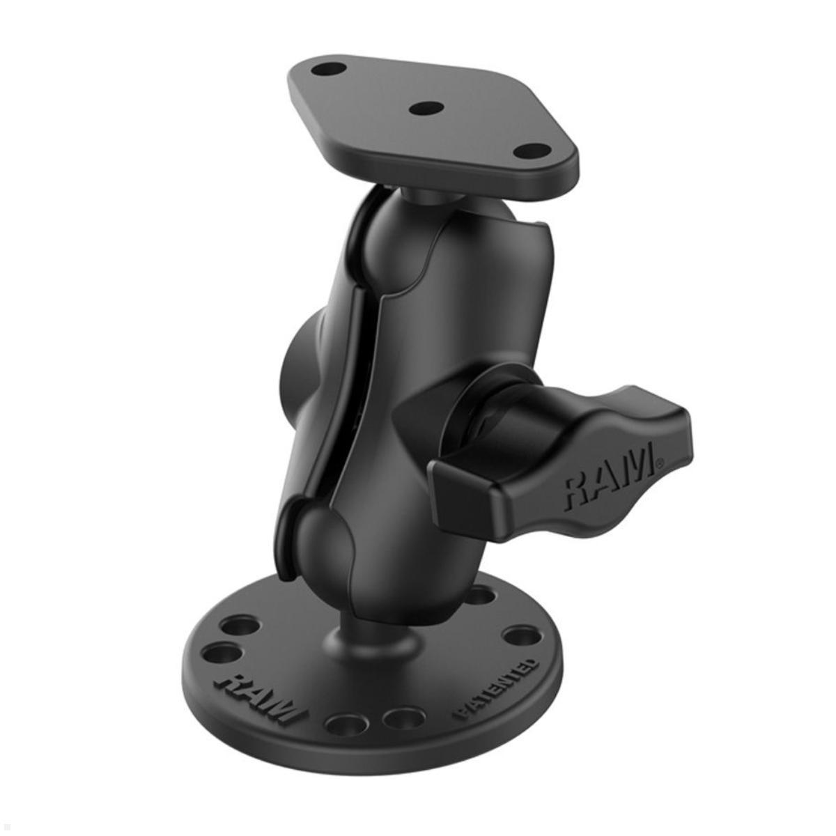 RAM Mounts Aufbau-Set - runde Basisplatte, kurzer Verbindungsarm, Diamond-Basisplatte, B-Kugel (RAM-B-138U-A), Montageset kompakt