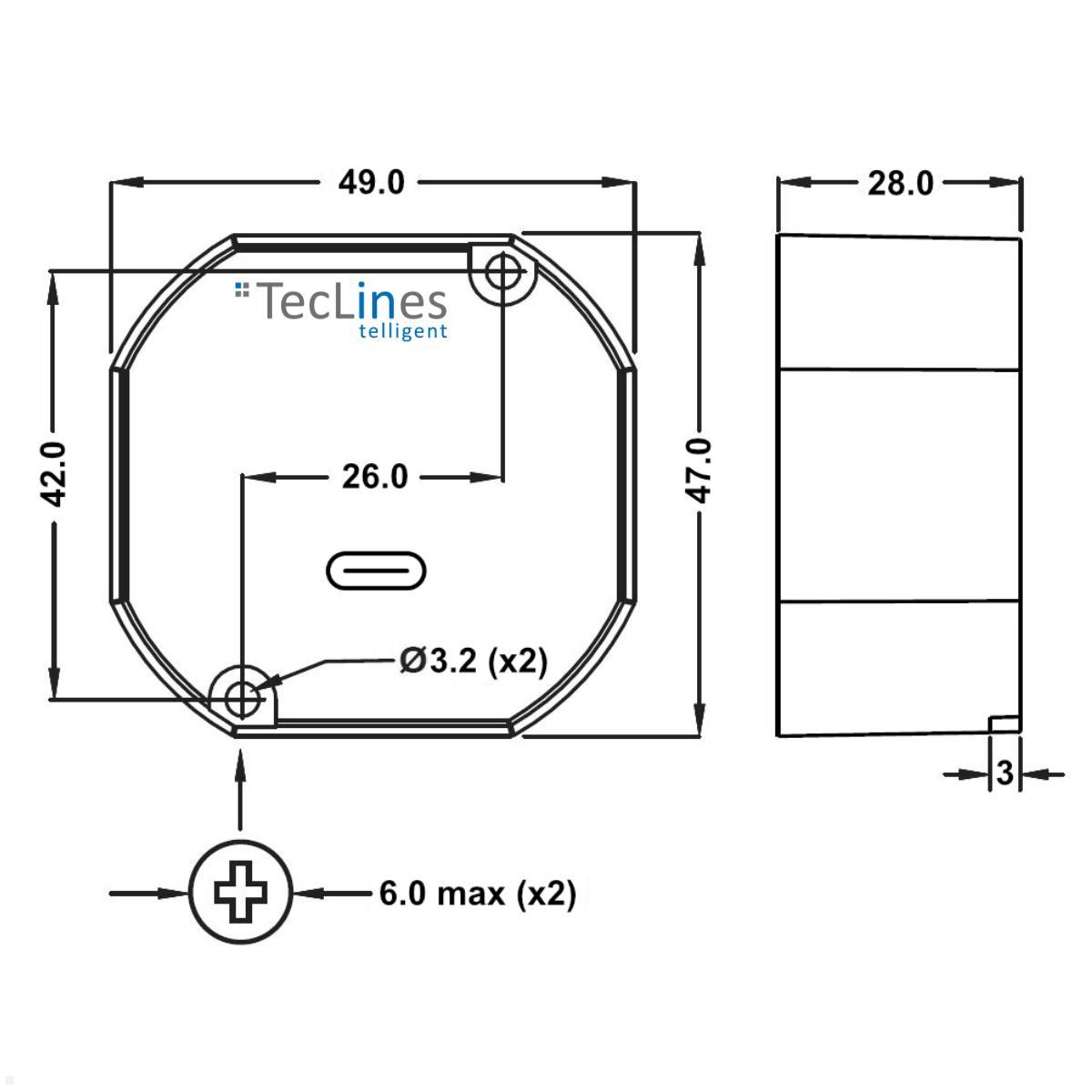 TecLines TNT004 Wandeinbau USB Tablet Unterputz Netzteil 30W Leistung Maße