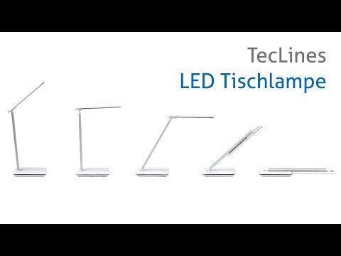 TecLines DL001W LED desk lamp dimmable with inductive charging station, white
